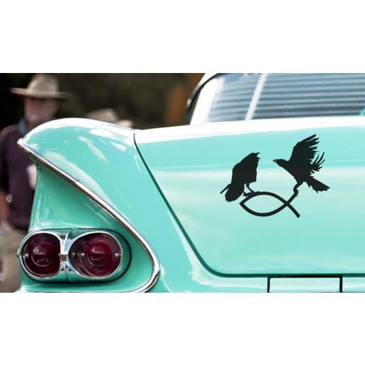 Raben greifen Christenfisch (Car Sticker)