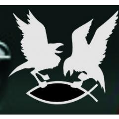 Raben greifen Fisch / Hugin und Munin (Autoaufkleber)
