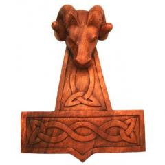 Thors Hammer Widder Massiv XL (Holz, Handgeschnitzt)